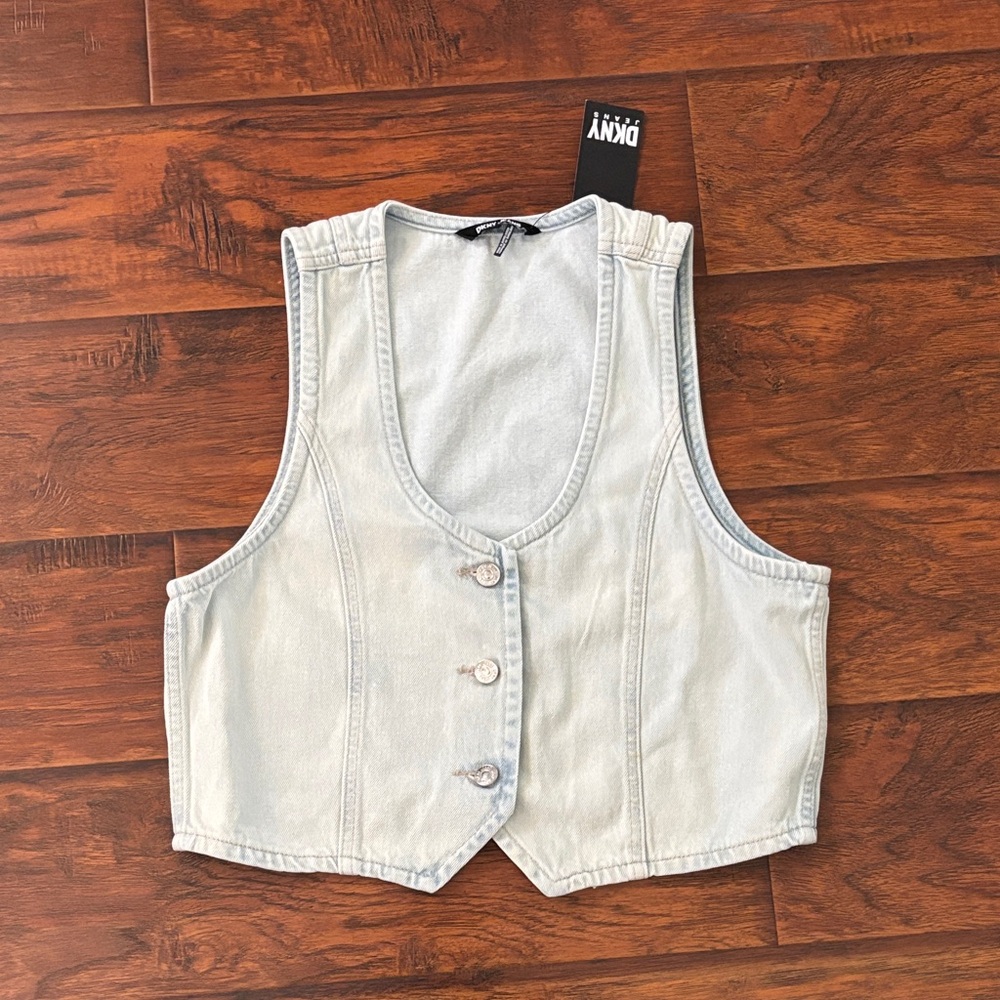 DKNY Light Blue Denim Vest